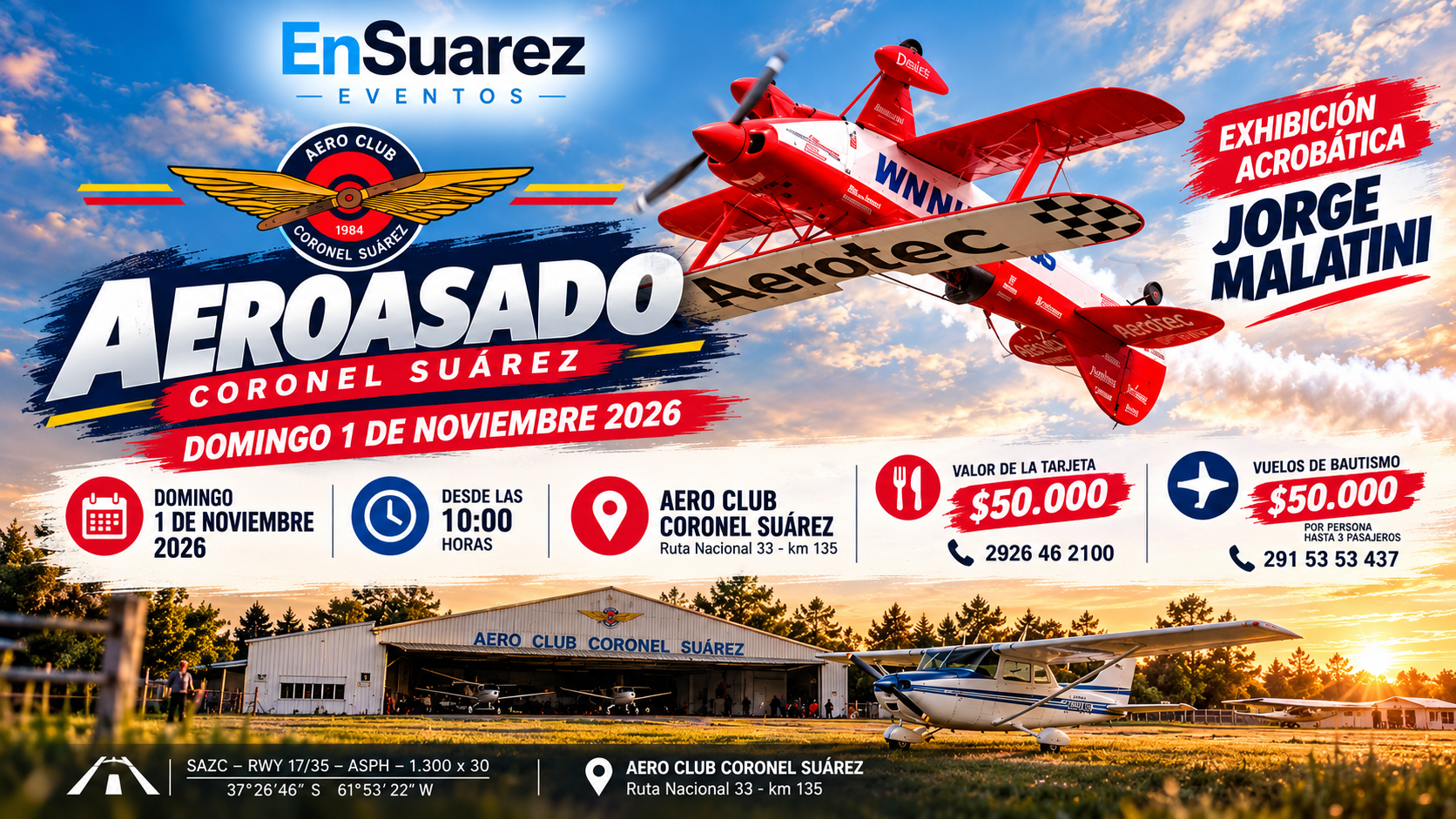 Aeroasado Coronel Suárez 2026 – Exhibición de Jorge Malatini